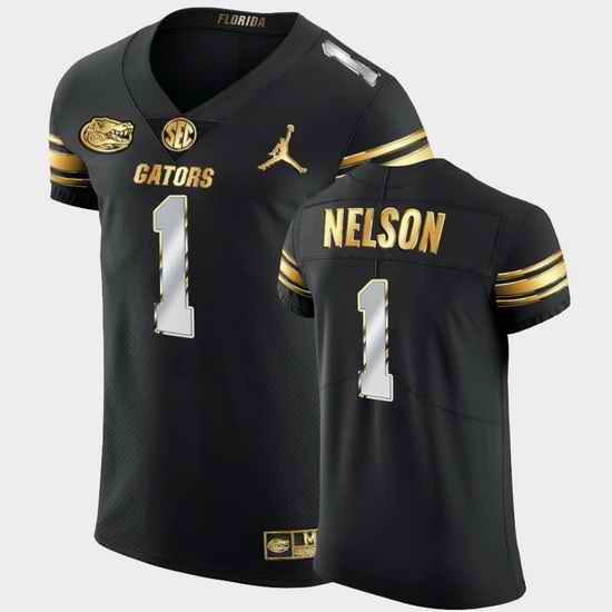 Men Florida Gators Reggie Nelson Golden Edition Black Authentic Jersey